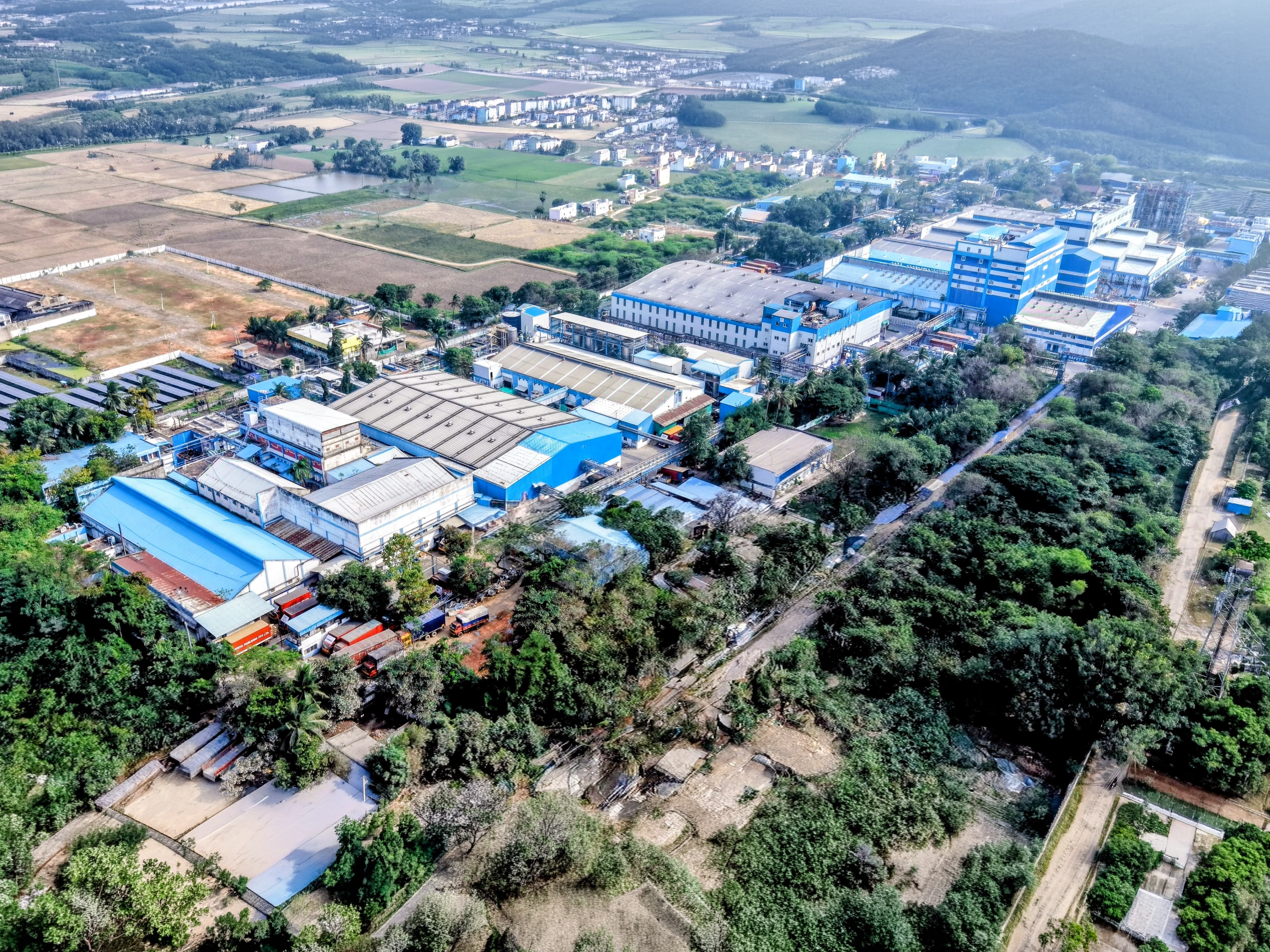 Aerial view of the factory facility.