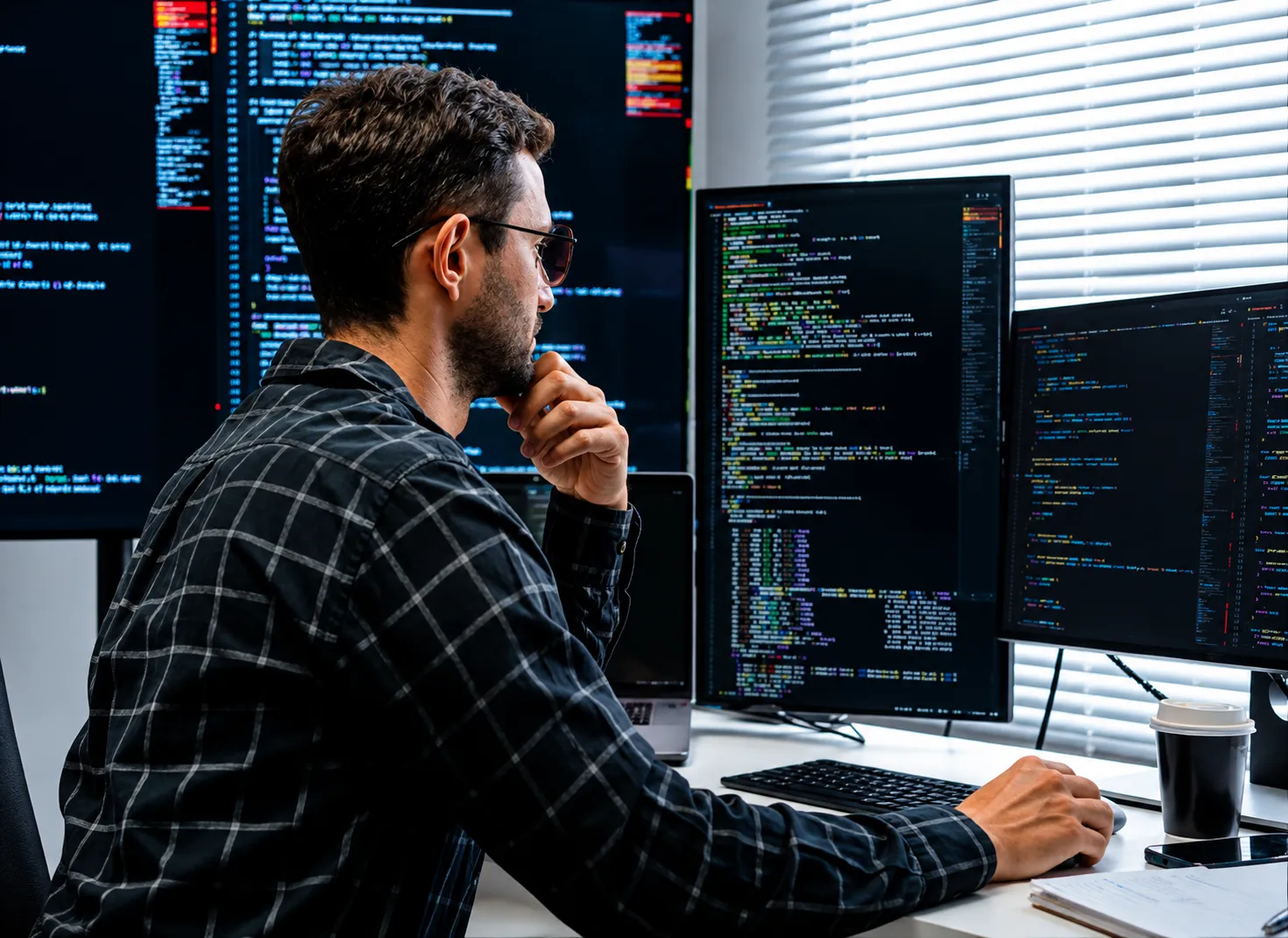 Cybersecurity professional analyzing data